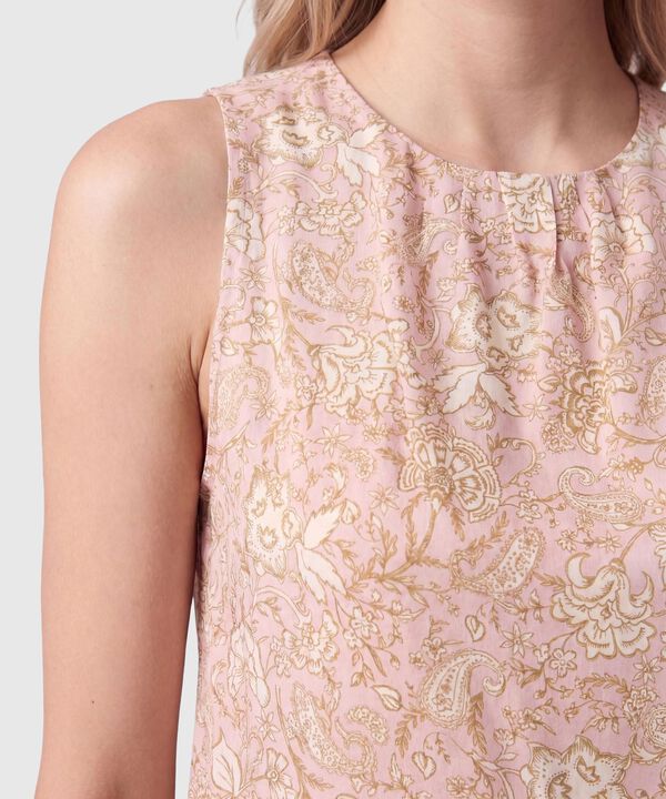 Blusa Sin Mangas Con Pliegues Para Mujer