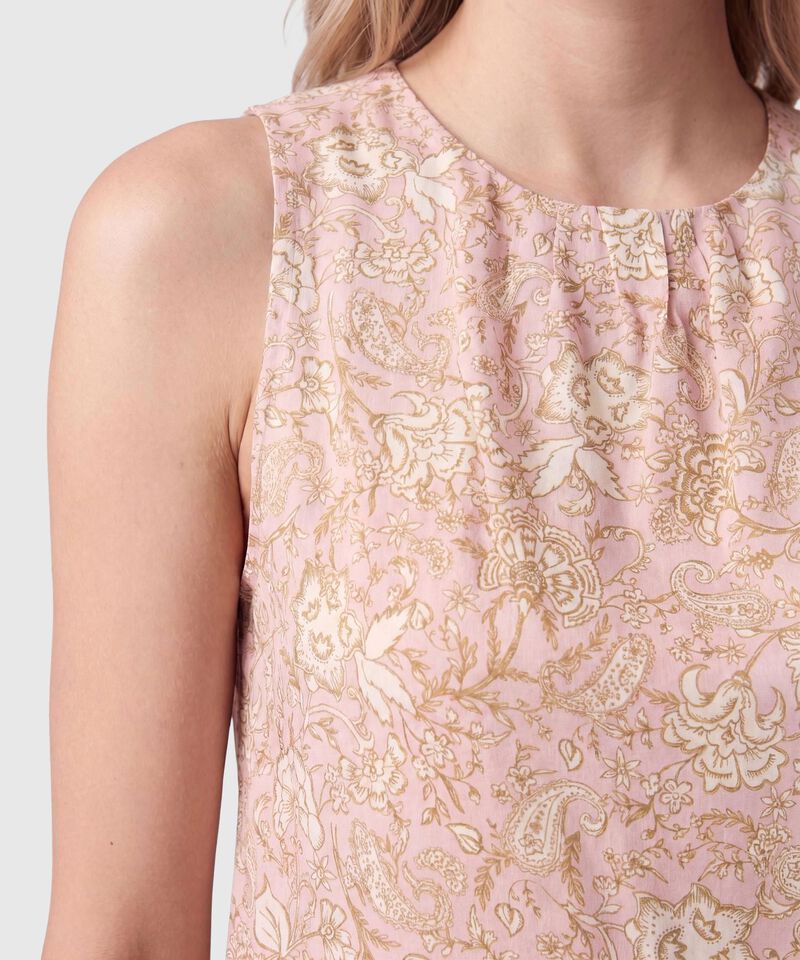 Blusa Sin Mangas Con Pliegues Para Mujer