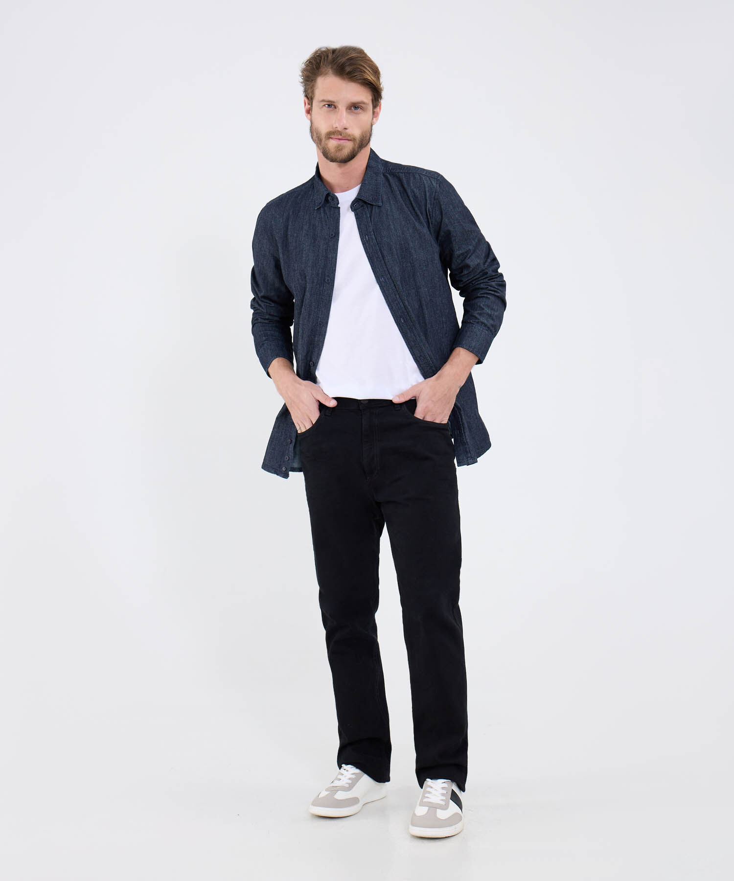 Camisa Regular Tono Azul Oscuro