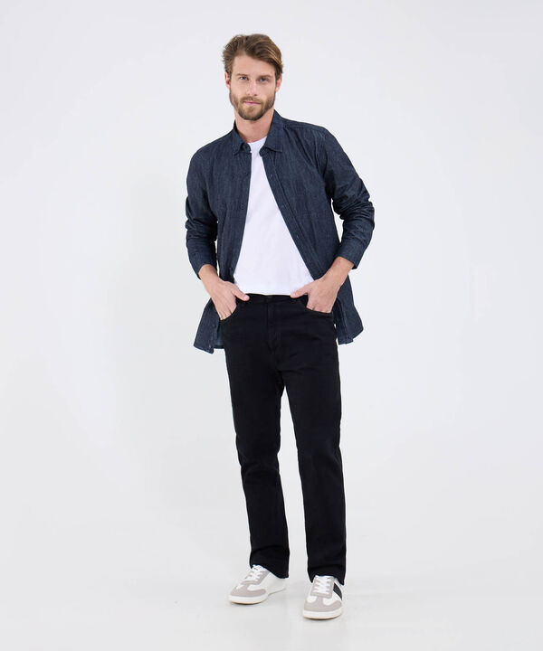 Camisa Regular Tono Azul Oscuro image number null