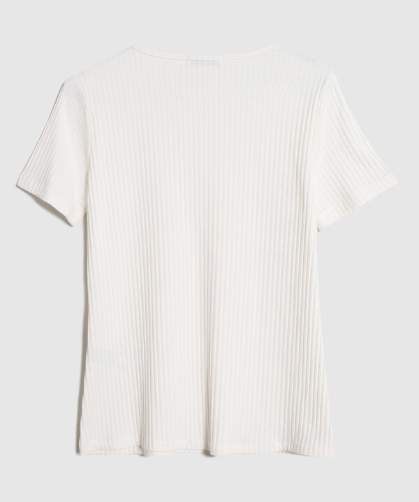 Camiseta Para Mujer Tejido Acanalado con Botones Frontales image number null