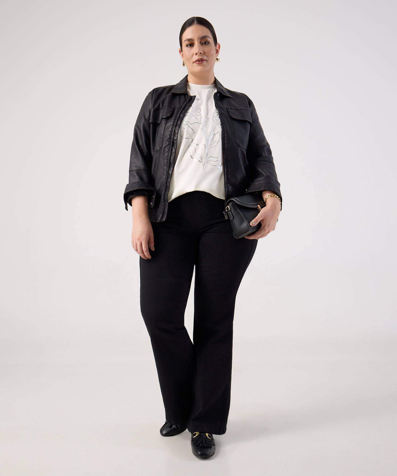 Camiseta con Manga Doblada y Estampado Para Mujer Curvy