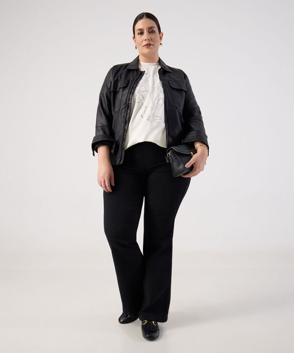 Camiseta con Manga Doblada y Estampado Para Mujer Curvy