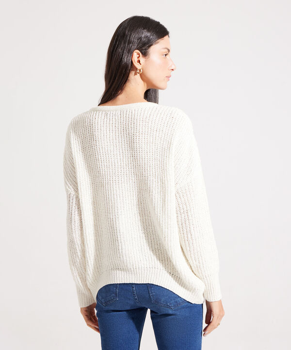Saco Manga Larga Tipo Cardigan Con Lurex