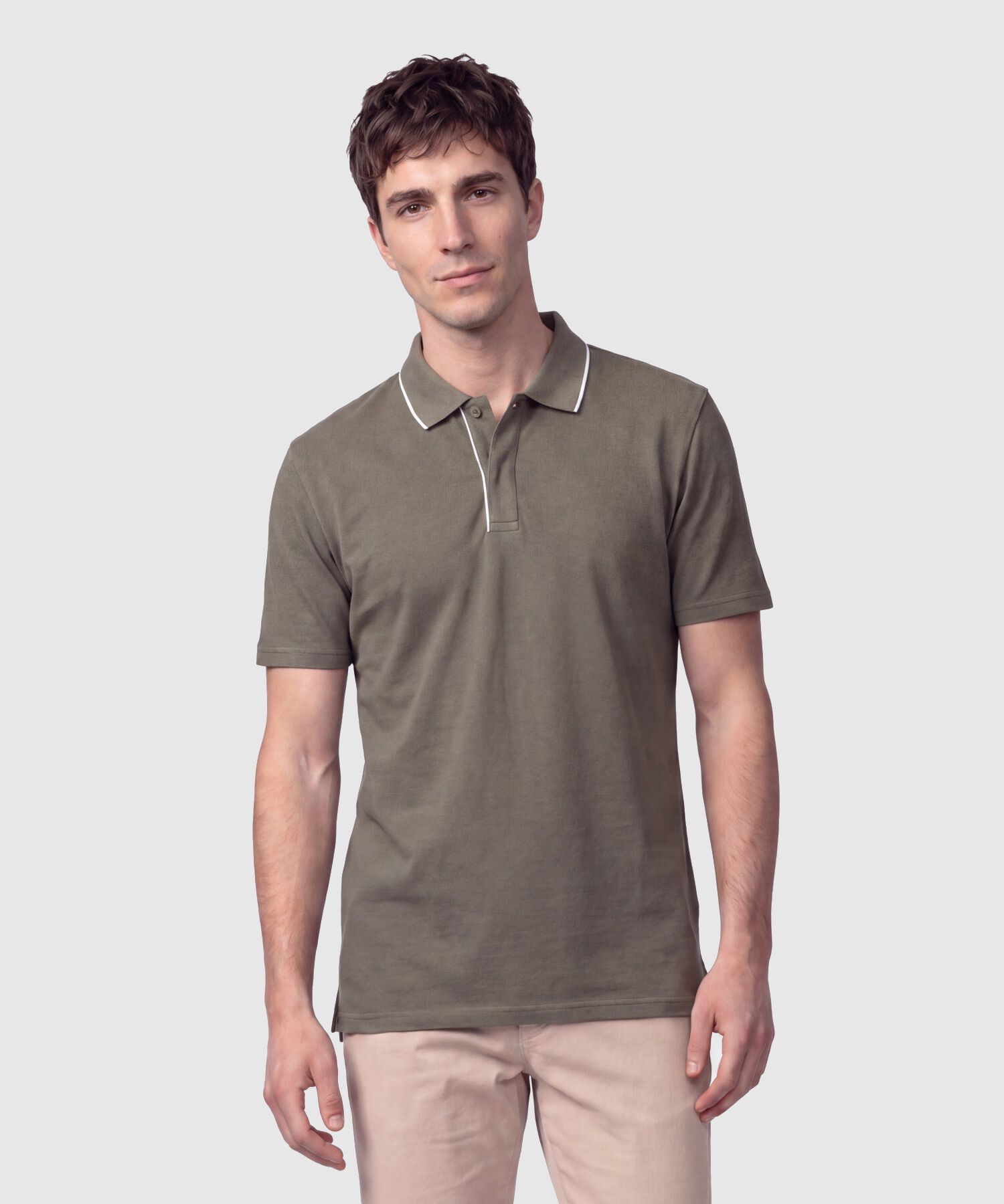 Polo Manga Corta Con Detalles En Contrastes Hombre