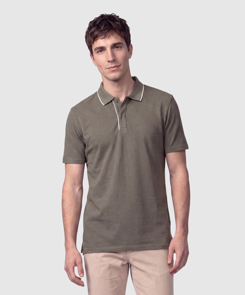 Polo Manga Corta Con Detalles En Contrastes Hombre