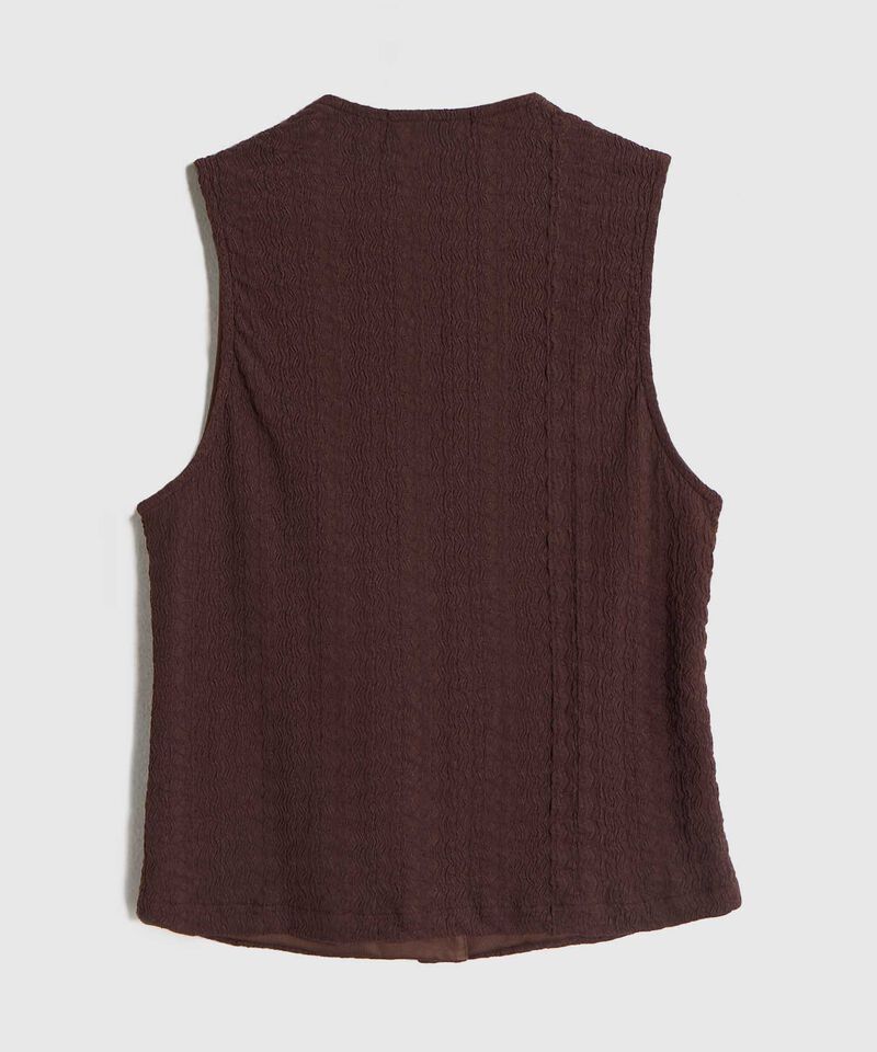 Chaleco Texturizado con Botones de Contraste para Mujer