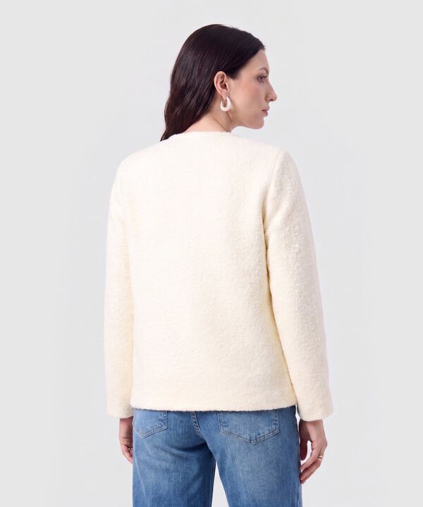 Chaqueta Texturizada Con Botones Para Mujer