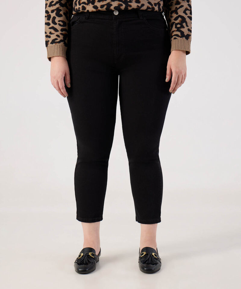 Jean Unicolor Tiro Alto al Tobillo para Mujer Curvy