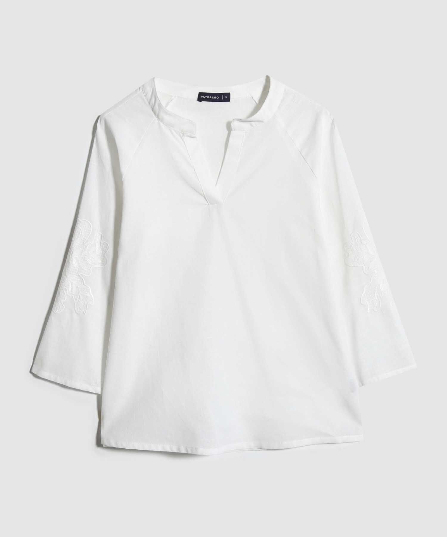Blusa Manga 3/4 A Con Bordado En Mangas