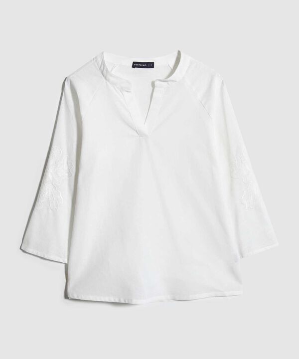 Blusa Manga 3/4 A Con Bordado En Mangas