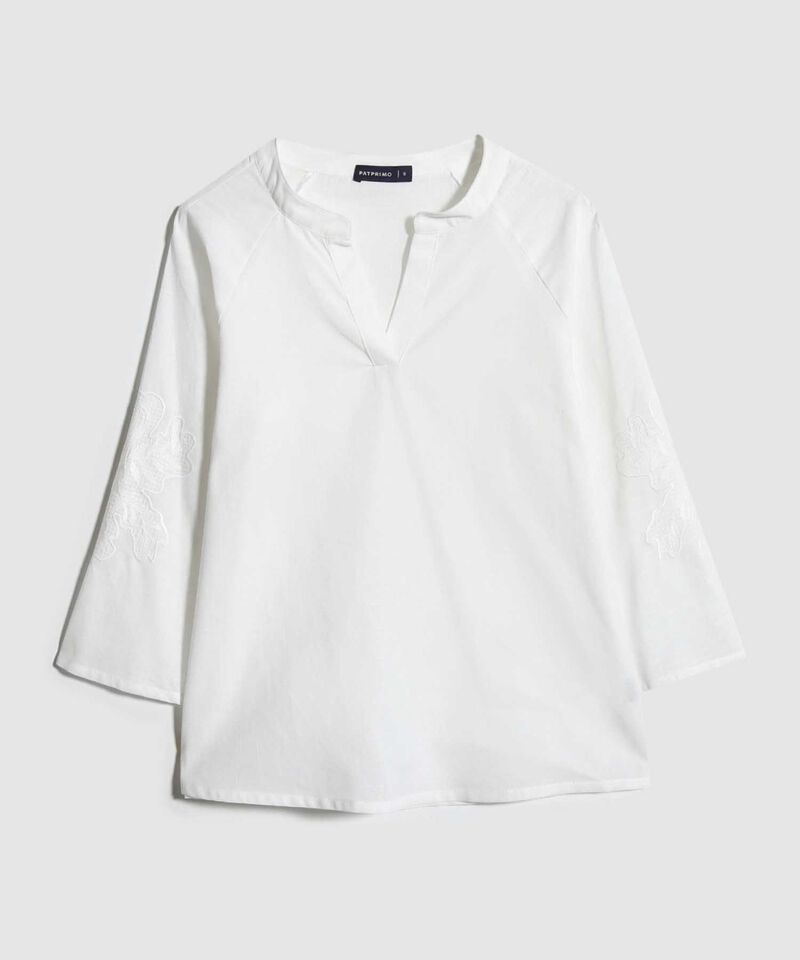Blusa Manga 3/4 A Con Bordado En Mangas