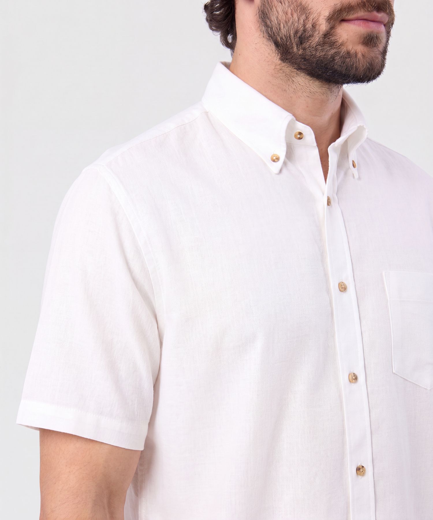 Camisa Manga Corta Cuello Bot&oacute;n Para Hombre
