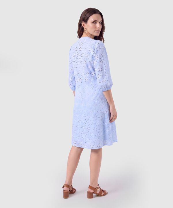 Vestido Corto Bordado Unicolor Para Mujer