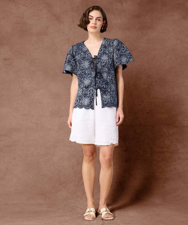 Blusa con Escote V y Cierre de Lazos Para Mujer image number null