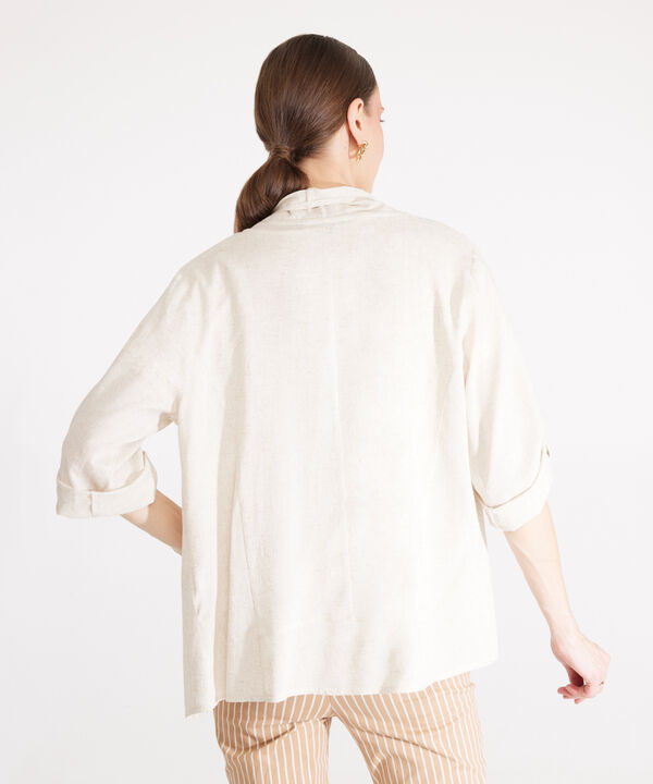 Chaqueta Abierta Manga Larga Con Charretera