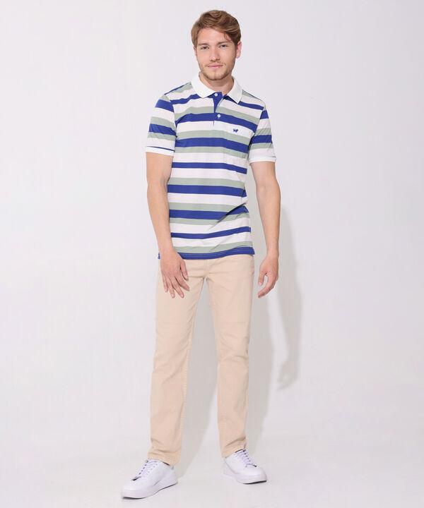 Polo Cuello Y Puños Tejidos Con Bolsillo, Jersey Preteñido, Silueta Regular Fit