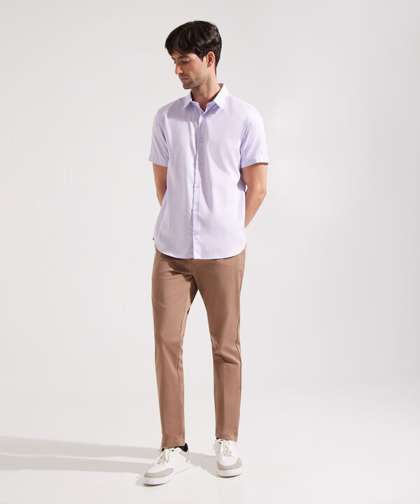 Camisa Manga Corta Preteñida Cuello Formal Corto Slim Fit