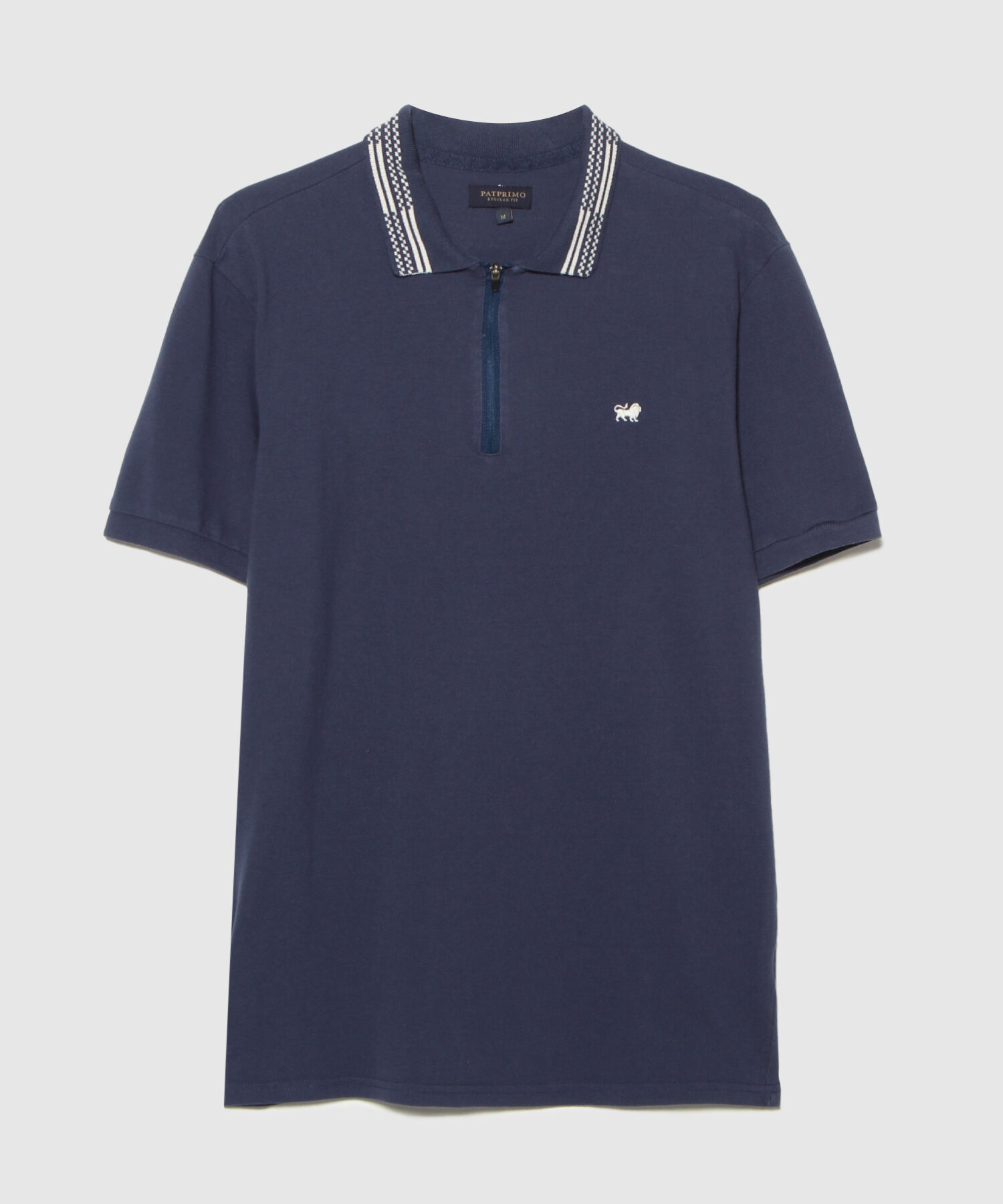 Polo Unicolor, Cuello Y Puños Tejidos, Pechera Con Cremallera Regular Fit