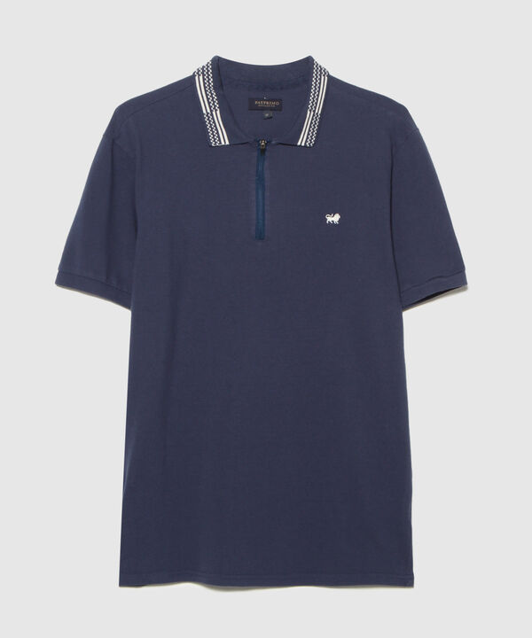 Polo Unicolor, Cuello Y Puños Tejidos, Pechera Con Cremallera Regular Fit