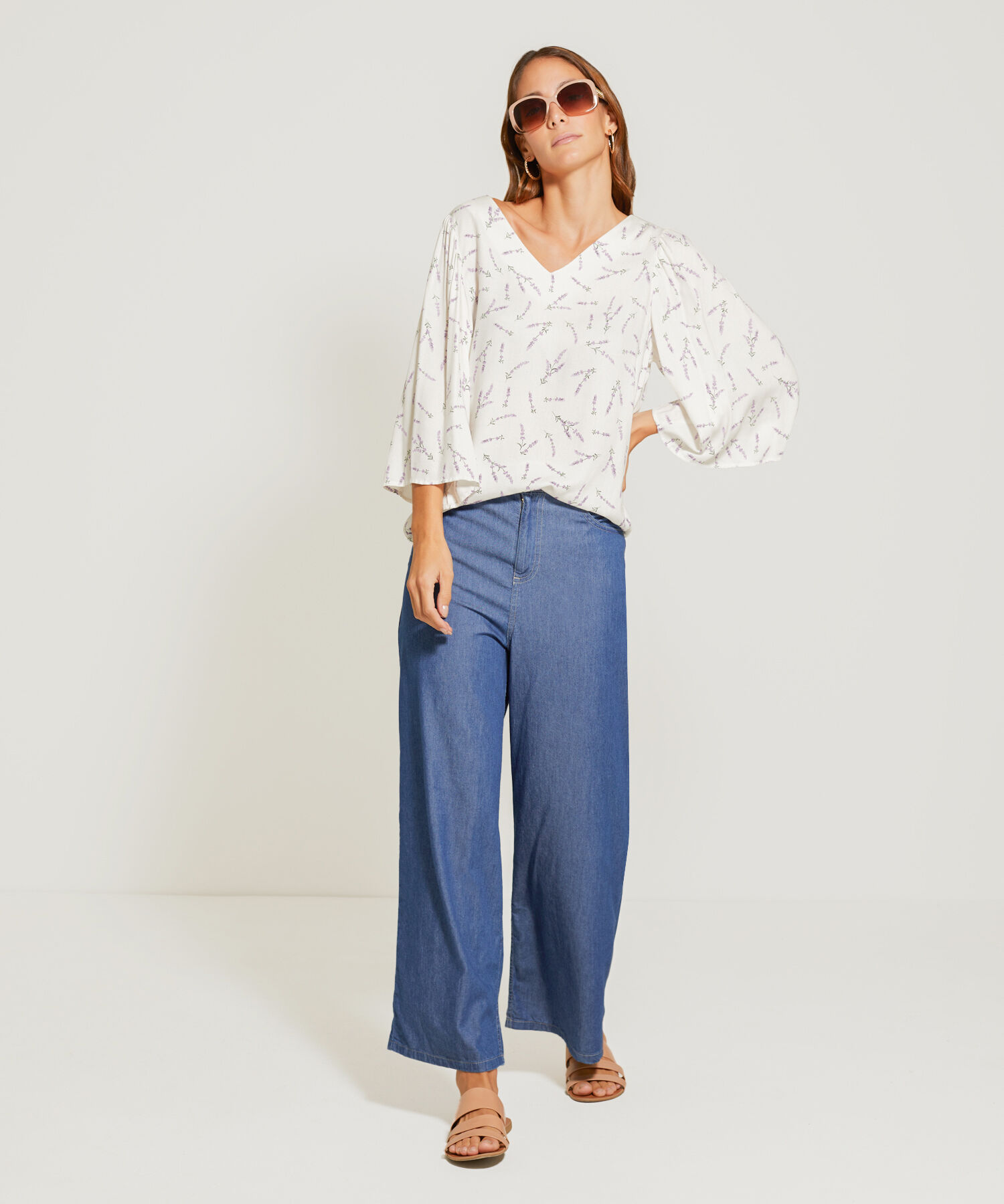 Blusa Con Mangas Fluidas Para Mujer