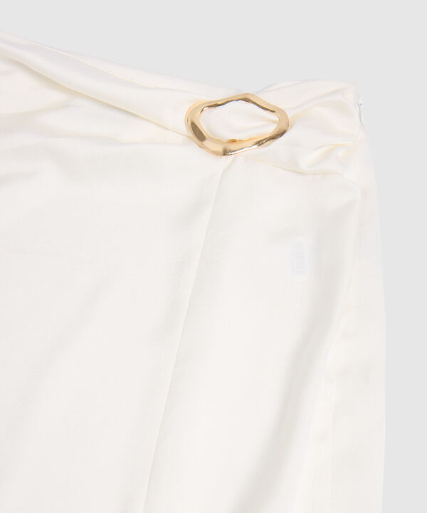 Falda Midi Unicolor Con Sesgo