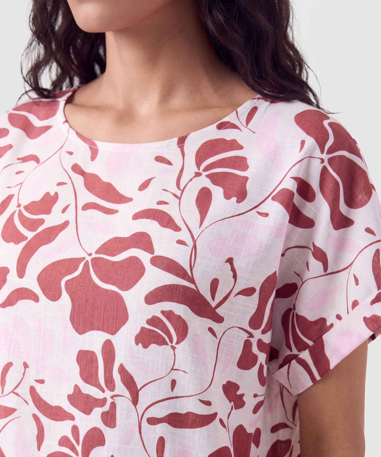 Blusa Manga Corta Dobladillo Para Mujer