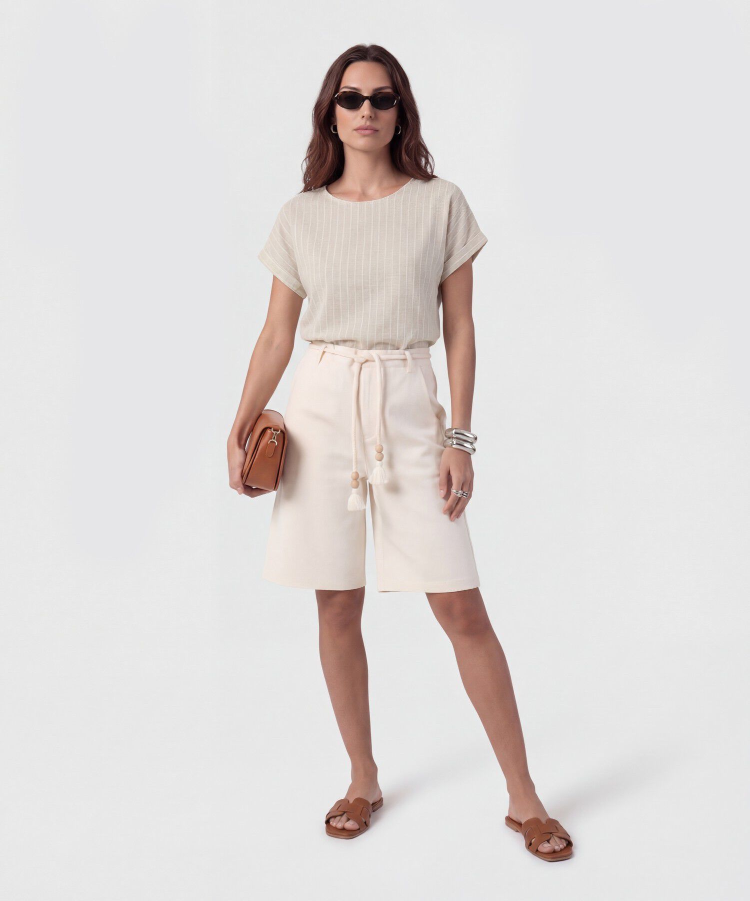 Bermuda Con Cord&oacute;n Ornamental Para Mujer