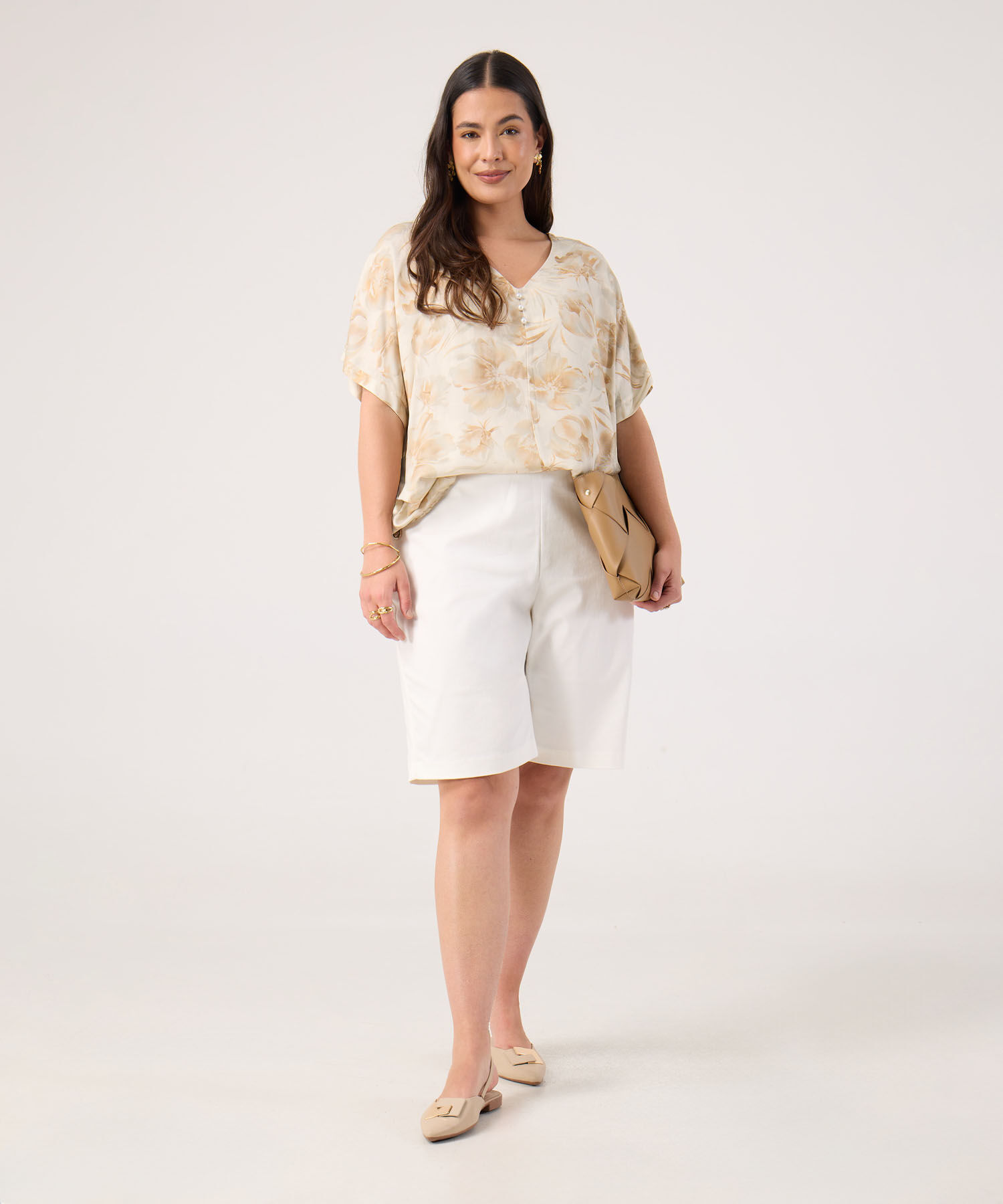 Blusa Estampada Con Abotonadura Falsa