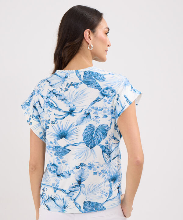 Camiseta Estampada De Hombro Rodado