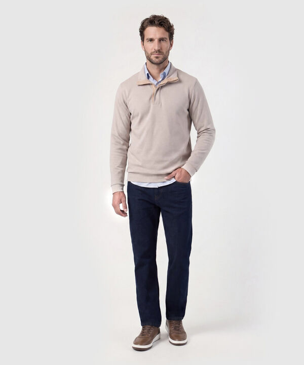 Buzo con Cuello de Botones para Hombre