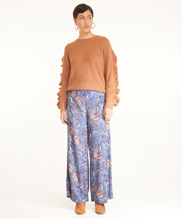Pantalón Estampado Fluido Bota Ancha