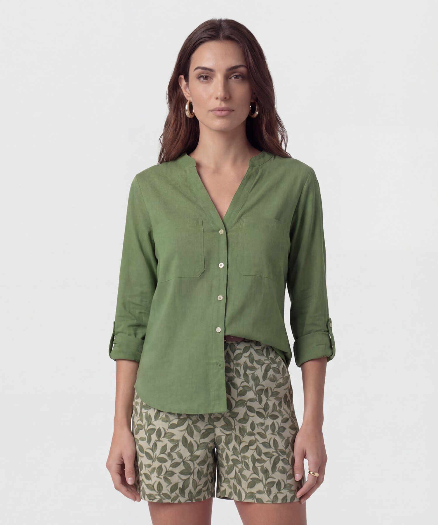 Blusa Fluida Con Bolsillos Frontales