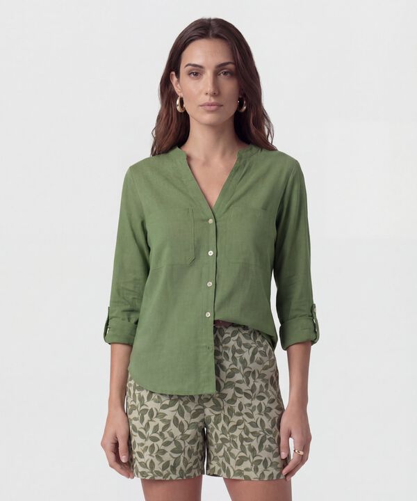 Blusa Fluida Con Bolsillos Frontales image number null