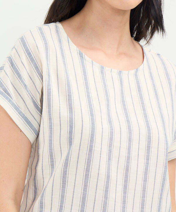 Blusa a Rayas en Efecto Lino image number null