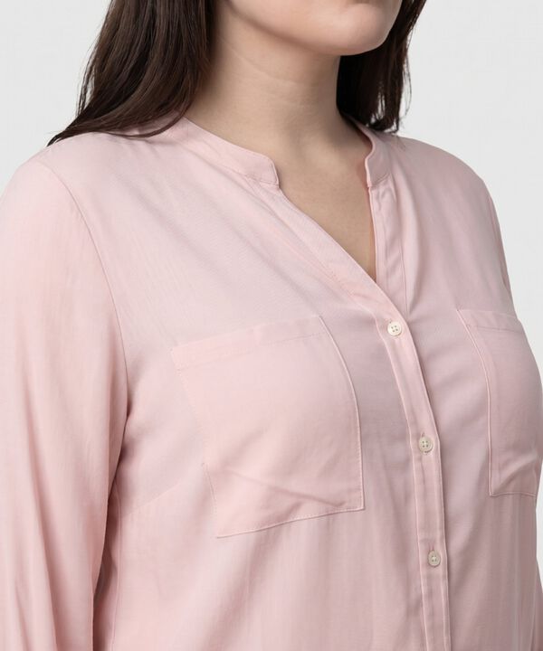 Camisa Cuello Ner&uacute; Y Doble Bolsillo Para Mujer Curvy