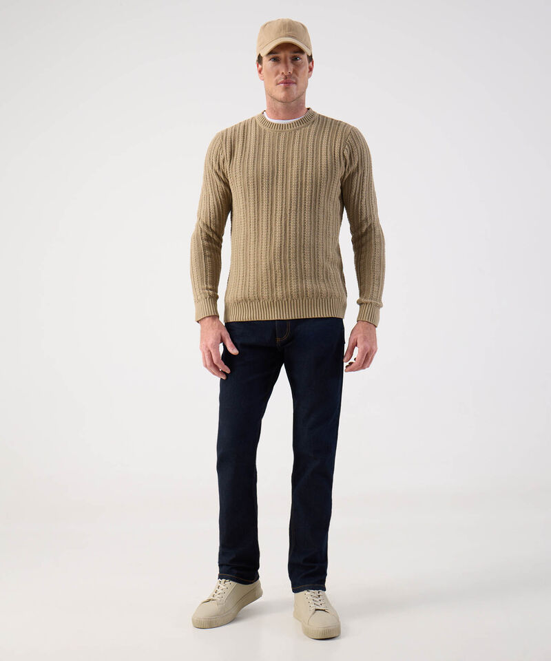 Suéter de Punto Grueso con Textura Acanalada Para Hombre