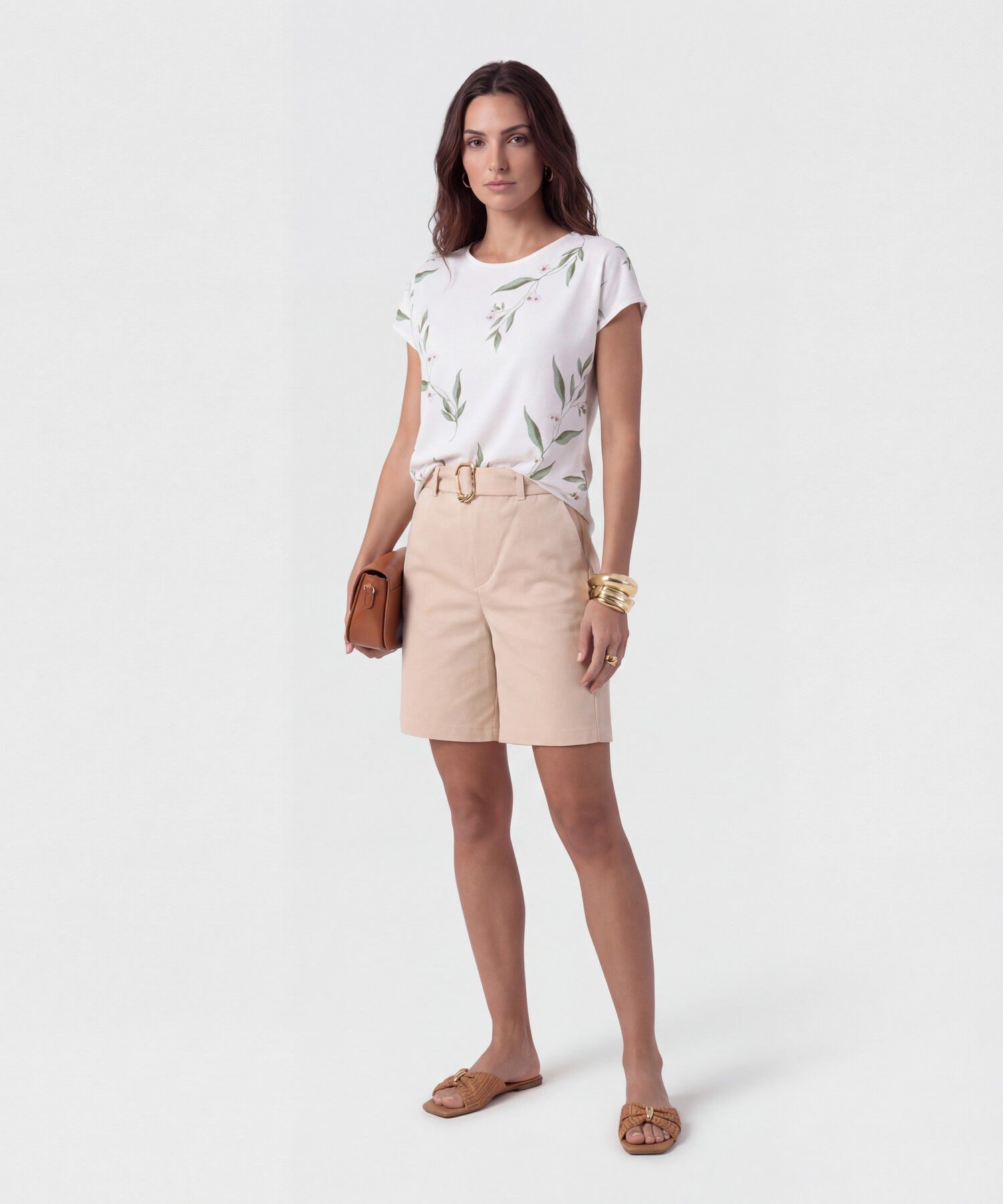 Bermuda Unicolor Con Cintur&oacute;n Para Mujer