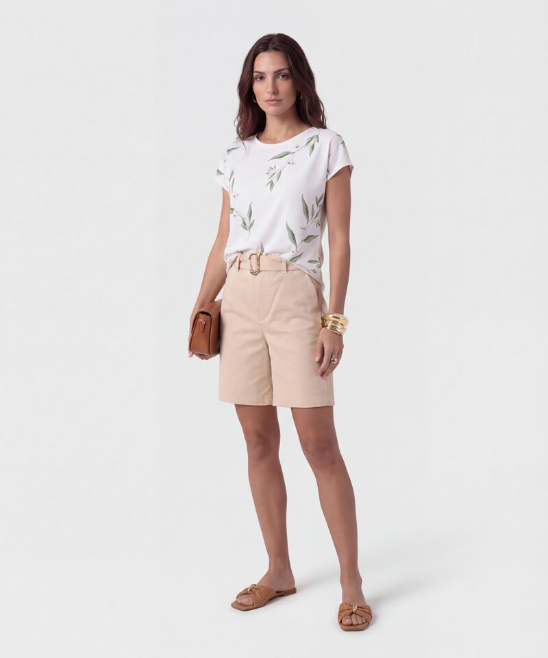 Bermuda Unicolor Con Cintur&oacute;n Para Mujer