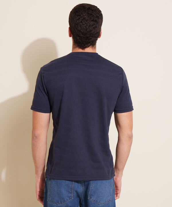 Camiseta Unicolor, Cuello Redondo Con  Bolsillo De Parche