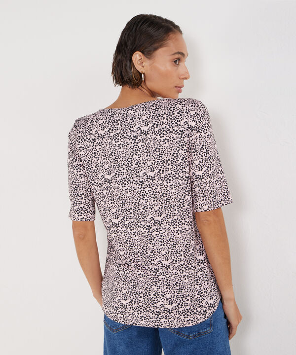 Camiseta Manga 3/4  Cuello Redondo  Estampada
