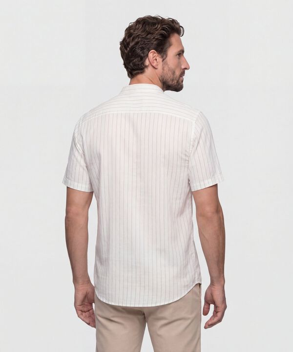 Camisa Hombre Manga Corta Cuello Mao