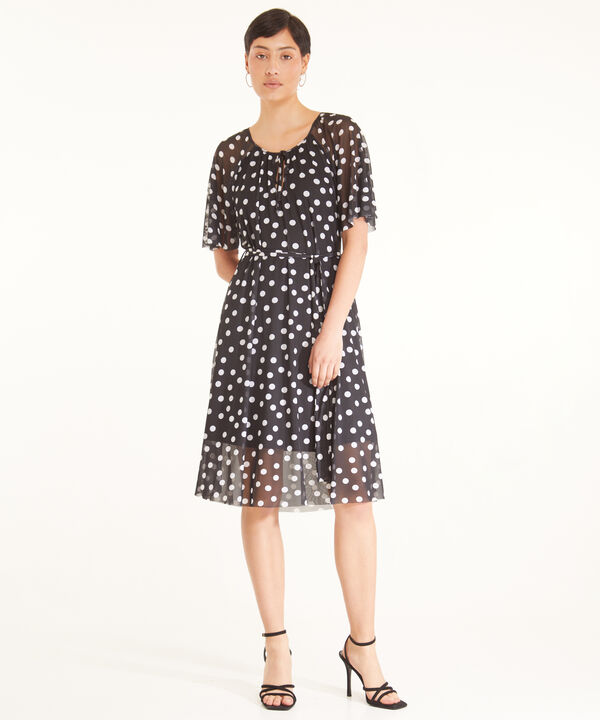 Vestido Manga Corta Midi Estampado Con Forro
