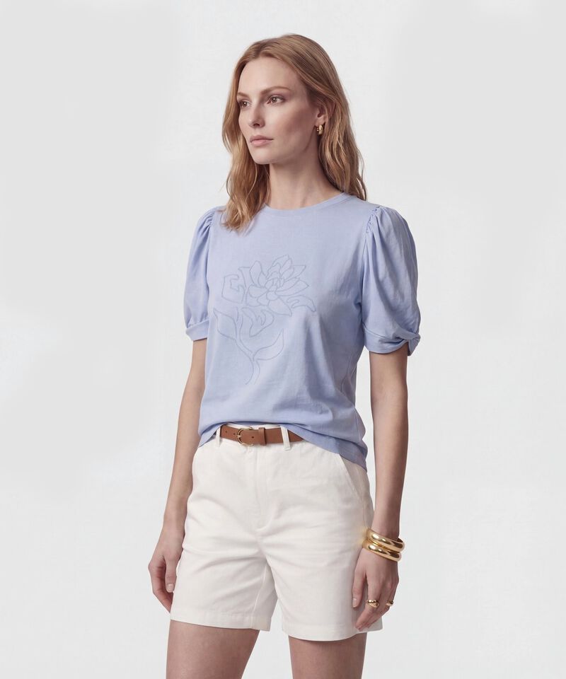 Camiseta Con Mangas Abullonadas Para Mujer