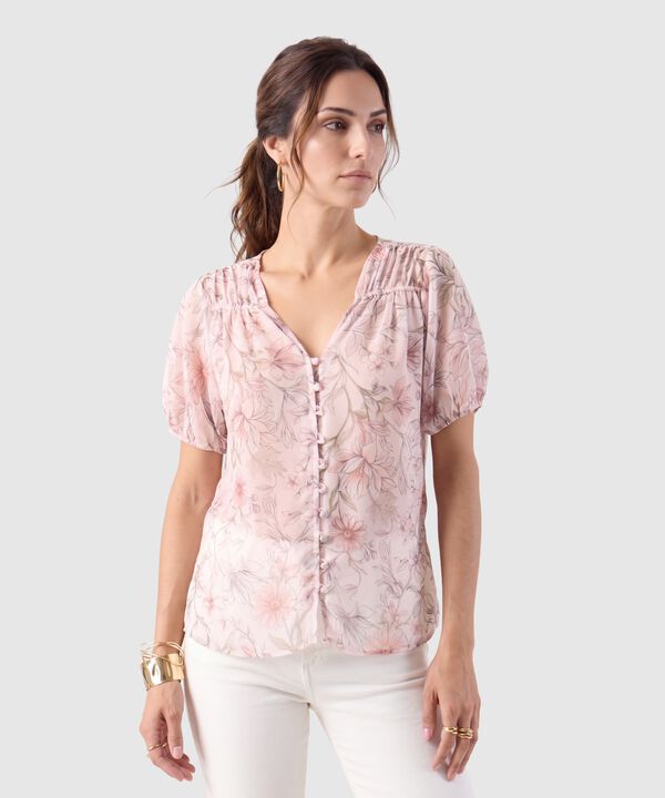 Blusa Escote V Con Botones Para Mujer image number null