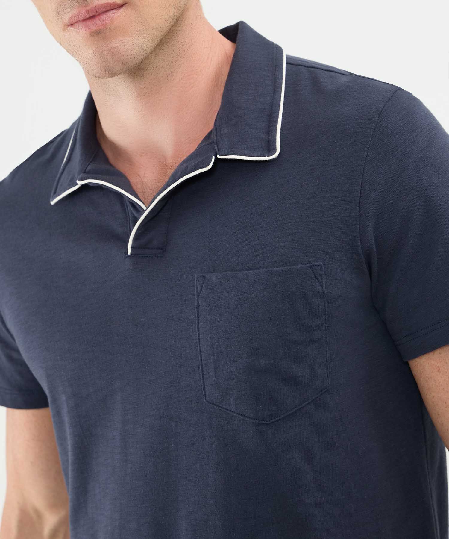 Polo Cuello Puños Y Pechera Tejida