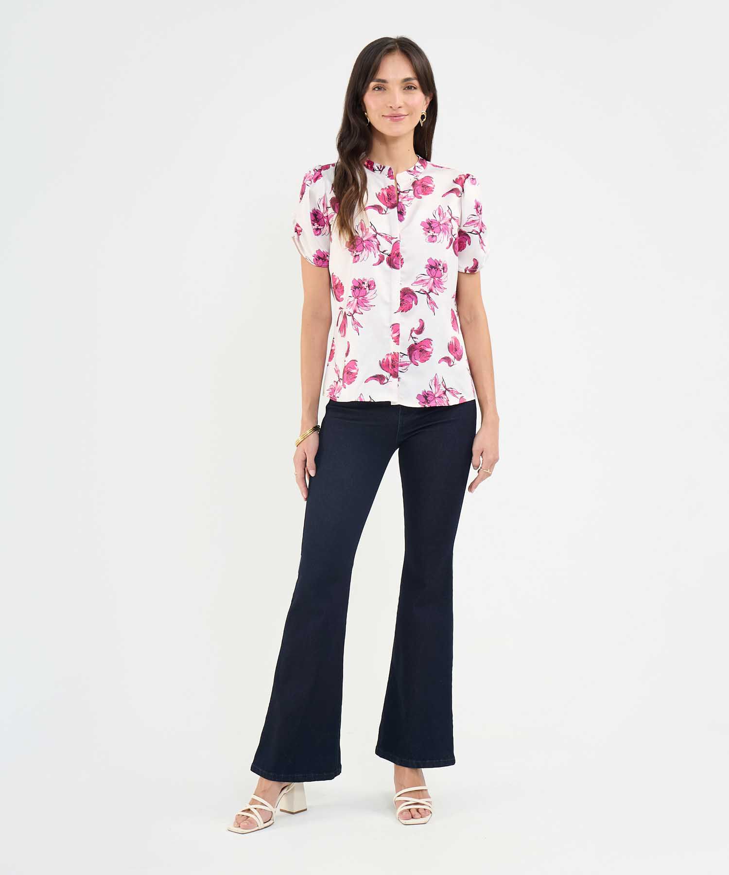 Blusa Estampada Manga Englobada