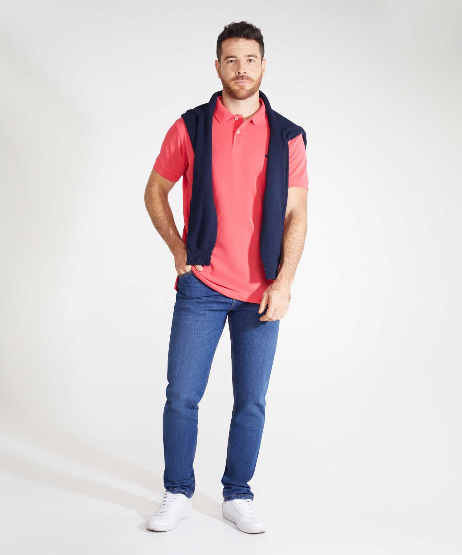 Polo Tejido Unicolor Cuello Y Puños Tejidos,Sin Bolsillo Con Hiladillo.