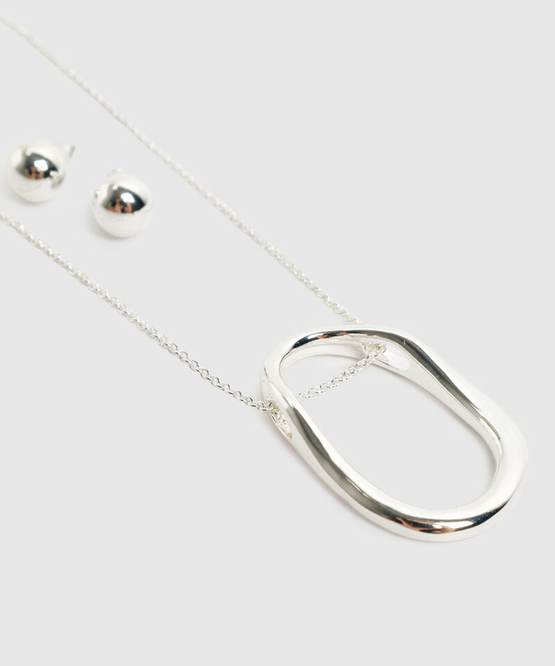 Set De Collar Y Topos Ovalado Para Mujer
