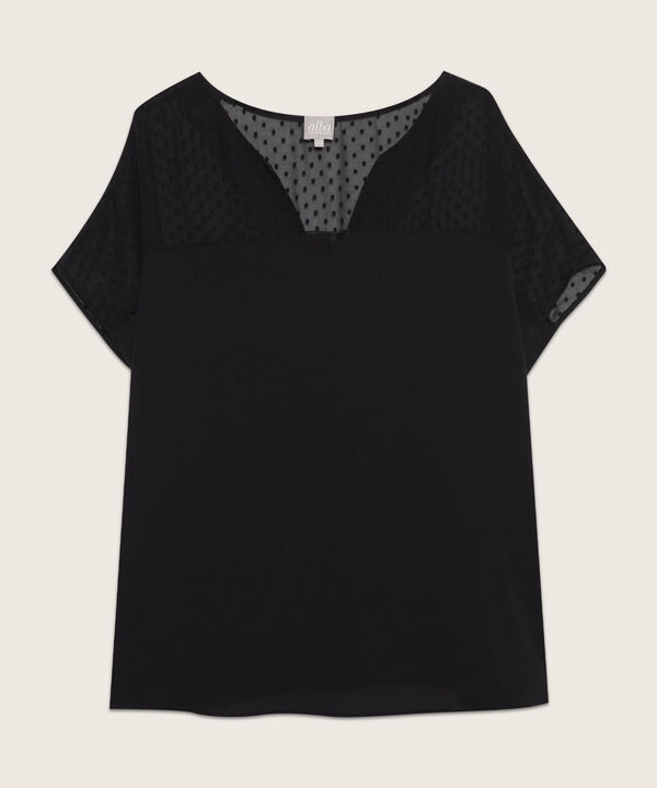Blusa Manga Corta con Escote en V